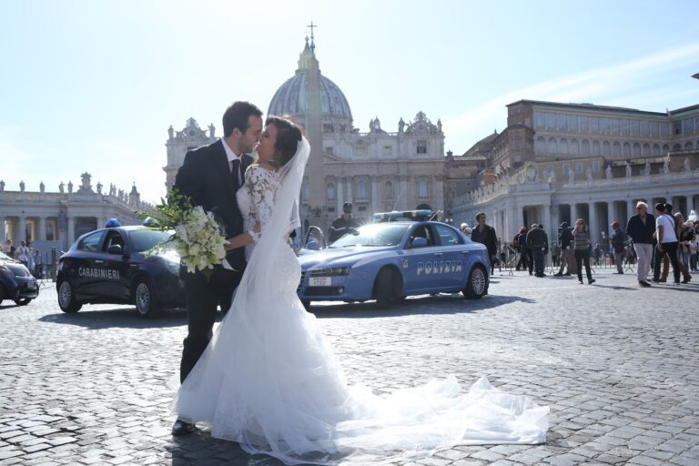 wedding in front of saint peters basilica