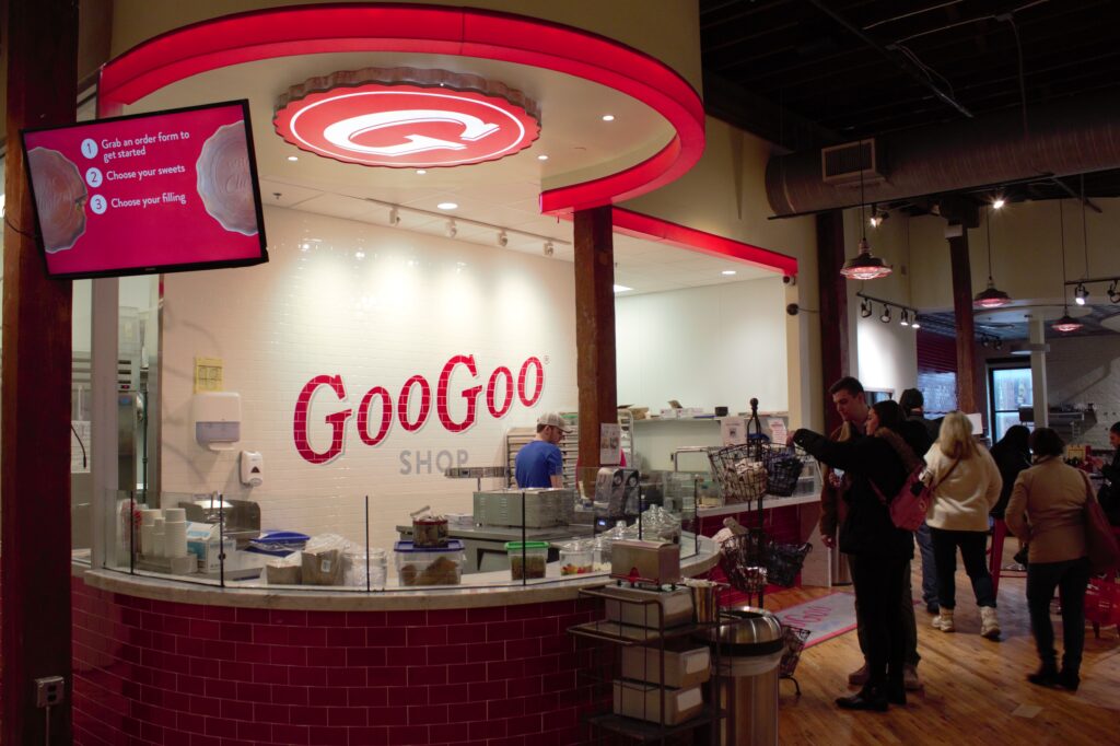 A picture of the interior of the goo goo shop.