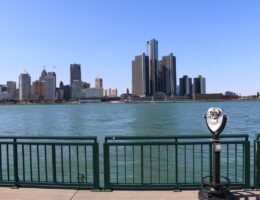 An image of the Detroit skyline from Windsor Ontario.